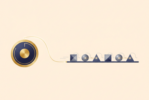 A control dial with a traceable thread running through an orderly production line